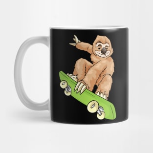 Sloth as Skateboarder with Skateboard Mug